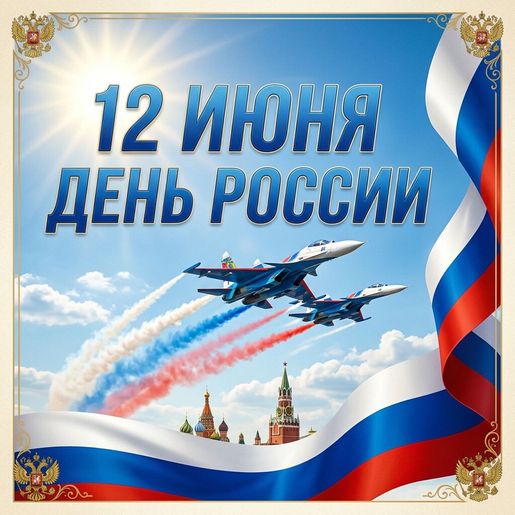 Открытка к Дню России 12 июня